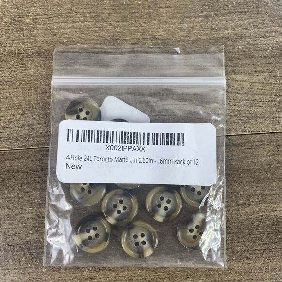 12 Pcs Round Sewing Buttons Dark Brown & Tan Marbled Plastic 24L 4-Hole 16mm - Picture 4 of 6